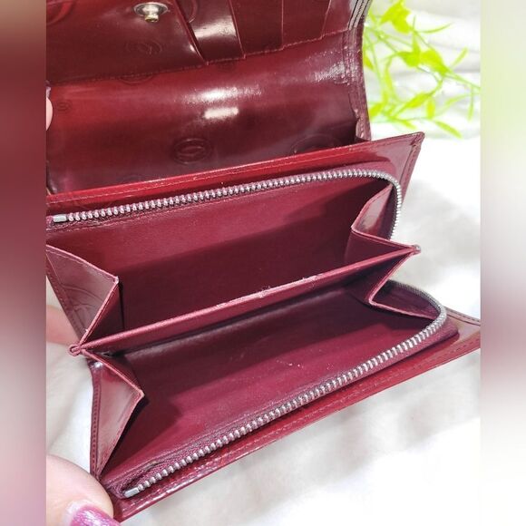 Authentic Cartier Burgundy Patent Leather Happy Birthday Continental Wallet - Picture 10 of 16